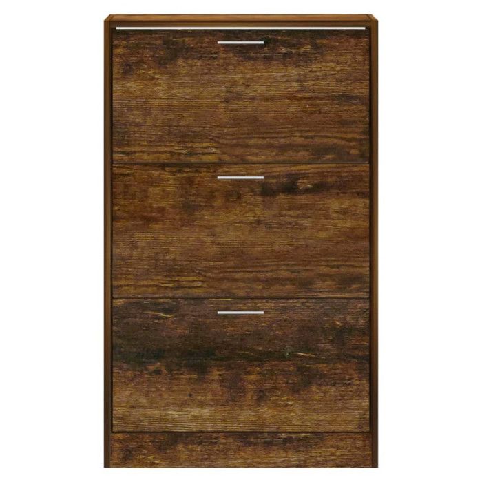 342555 vidaXL Armoire à chaussures Chêne fumé 63x24x103 cm Bois d'ingénierie