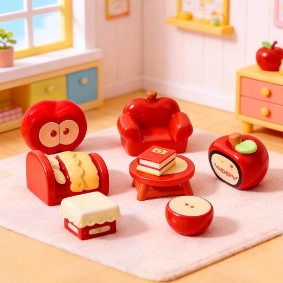 Miniature Dollhouse Furniture Accessories Mini Resin Fruit Theme Sofa Bed Table Bookshelf Statue for Fairy Garden Micro Landscape Home Decor