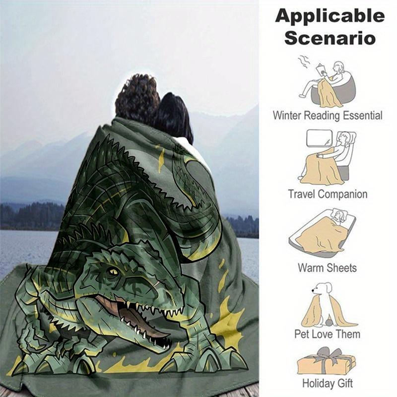 1pc Fiery T-Rex Blanket  Soft Throw for Home Decor, Gift Idea, Suitable for All Seasons, Living Room, Travel, Camping, Car Blankets