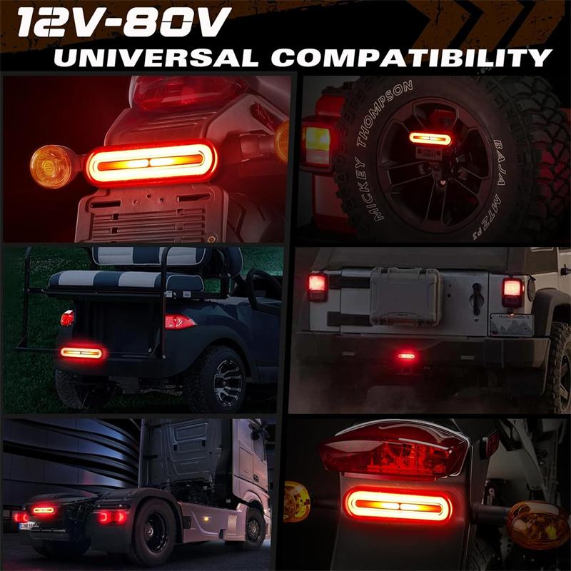Universal Motorcycle Brake Light With Turn Signals 12V-80V Compact Dual Color Dirt Bike Light Waterproof For Atv Tail Light