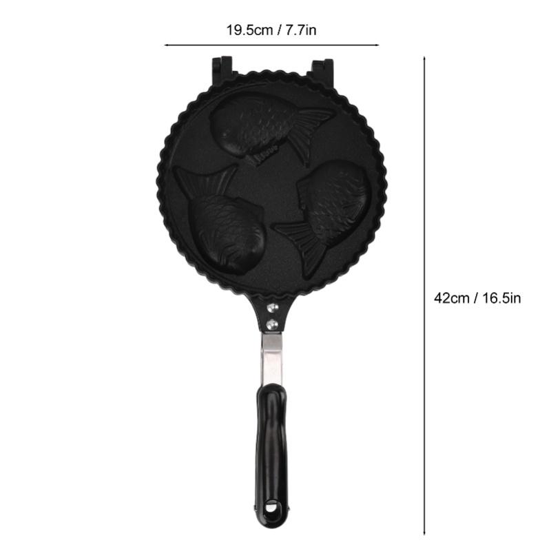 Fish Waffle Maker Pan 3 Fish Cute Aluminum Uniform Heating Double Sided Taiyaki Pan For Home Snack Bars