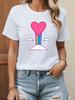 for plus Size - For Plus Size - for Plus Size - for Plus Size - Casual Short Sleeve T-Shirt Featuring a Pink Heart Cloud Design,