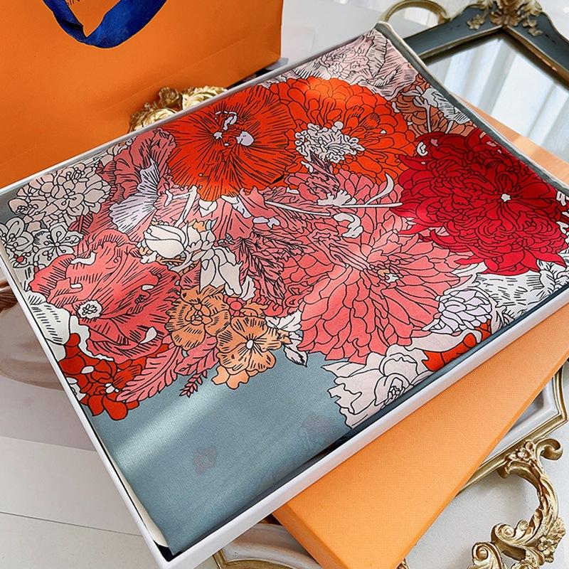 Mulberry Silk Silk Scarf Women'S Double-Sided Large Square Scarf Medium Square Scarf Summer Silk Scarf Mother'S Female Souvenir Gift
