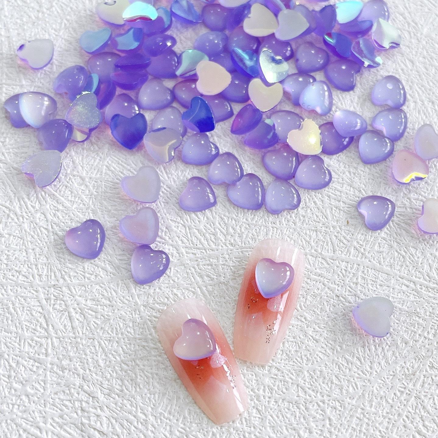 Hot-selling Mocha Protein Heart Nail Art Accessories Cat Eye Heart Nail Decorations DIY фиолетовый