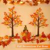Thanksgiving Decorations, 2 Pack 24''/2FT Prelit Fall Maple Tree Fall Decor Total 48 LED Timer Battery Operated Lighted Pumpkins Acorns Maples Leaves