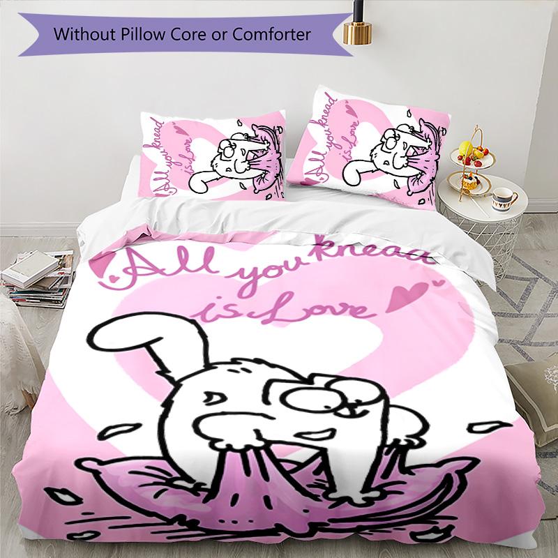 Simon's cat 3pcs Bedding Set Duvet Cover Closure Includes 1 Duvet Cover & 2 Pillowcases for All Seasons Bedroom Home Dorm Decor