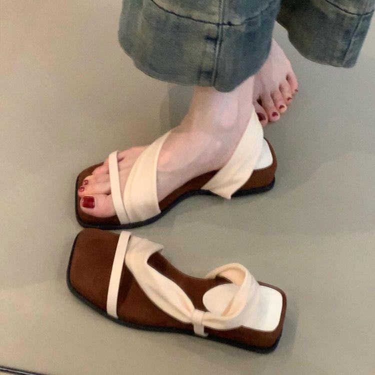 Two wear thick-soled comfortable sandals, female retro vacation style, foreign style, versatile, comfortable soft bottom with skirt, one word with s