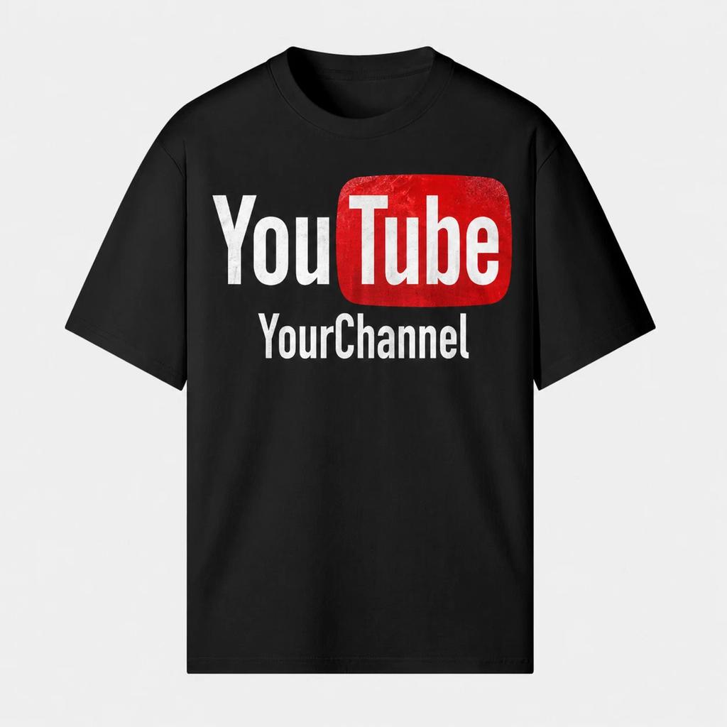 ANPASSAT Channel YOUTUBE Personlig T-shirt 220GSM | Din TEXT | DTG 100% Bomull
