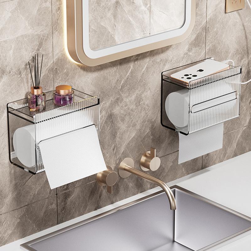 Portafazzoletti Toilette Impermeabile Montaggio a Parete Senza Perforazione Cucina Toilette Soggiorno Scatola Erogatrice