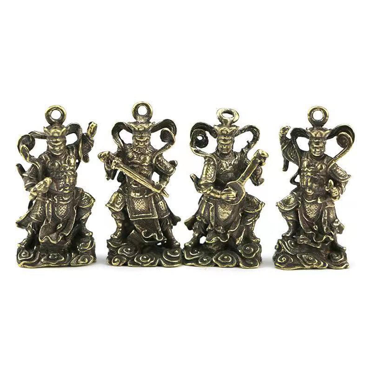 

Cute Mini Buddha Statue [Four Heavenly Kings: Tamonten, Komokuten, Zochoten, and Jikokuten] Made of Brass (Small 4cmAntique Finish) Copper Figurine,