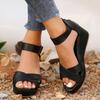 Wedge-heel Sandals for Women Round Head Clasp Heel Sandals for Women Breathable Sandals for Women