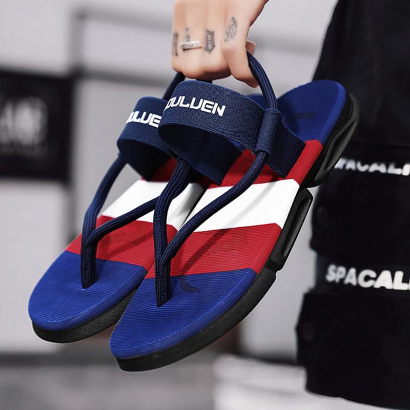 Fashion Kidmi New Men Sandals Summer Men Flat Sandals Outdoor Beach Flip-flops Fashion Home Flat Sandals Soft Non-slip Cloud Sandals