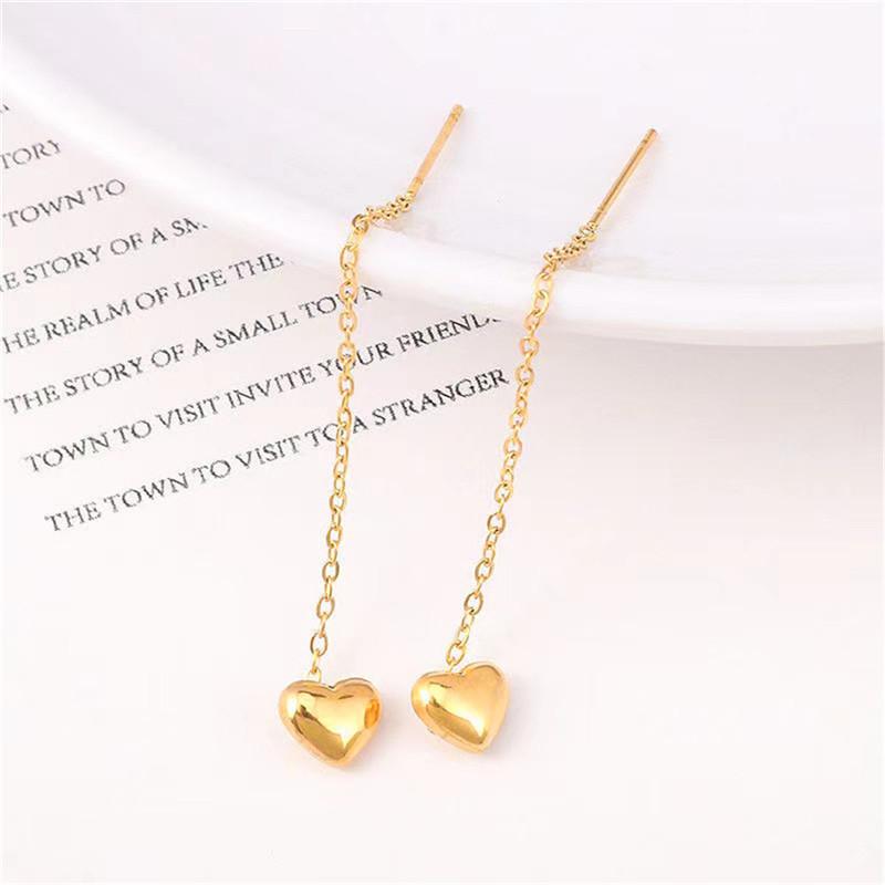 925 Silver Earrings For Women Fashion Korean Heart Chain Drop Earring Jewelry Prevent Allergy Party Accessories Gifts