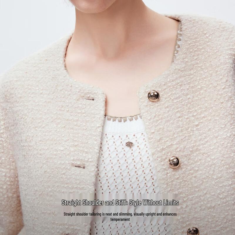 ONLY Women's Elegant Tweed Wool Blend Coat