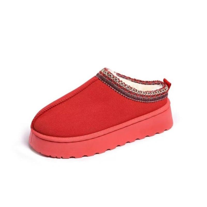 Snow Boots for Women 2026 Winter New Slides Women Warm Thick Soles Without Heel-covered Hair Half Slipper Cotton Shoes for Women