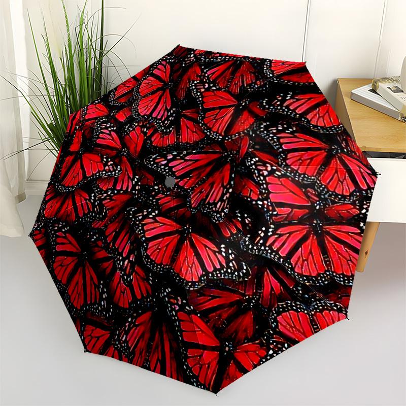 

1pc Butterfly Swarm Automatic Folding Umbrella - Portable Collapsible Design, 8-Rib Iron Frame, Durable Fabric yy251125050