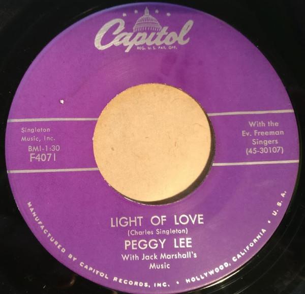 

7inch Record PEGGY LEE - Light Of Love F4071 Capitol Records 1958 US Jazz Used