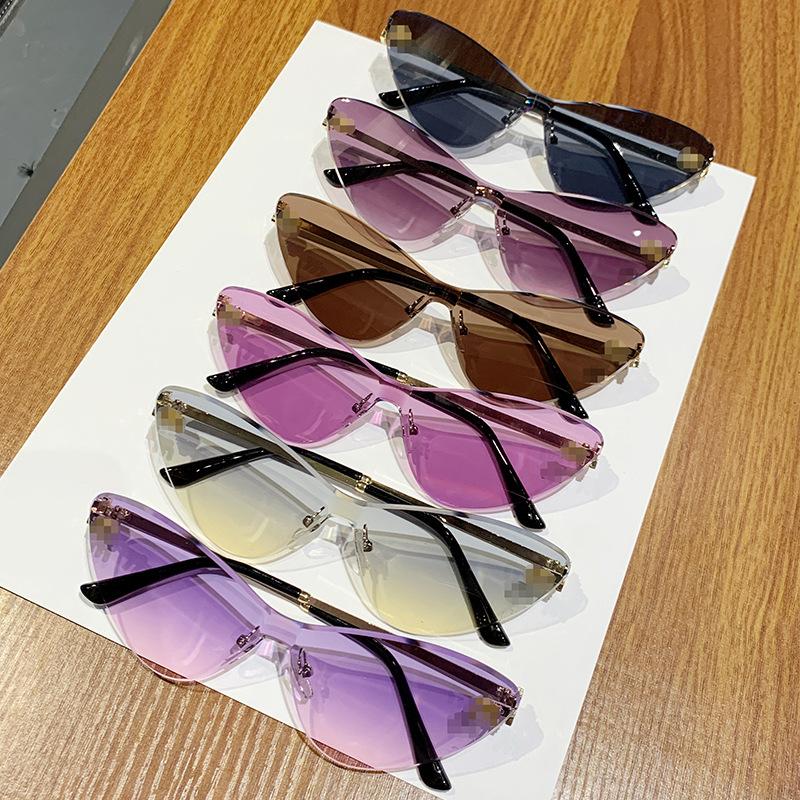 Frameless Trimmed Sunglasses Letter M Mijia Sunglasses Gradual Change Color Cat Glasses