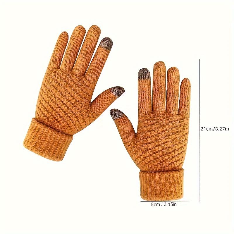 Pair of Knitted Gloves for Touch Screen - 1 Pair, Warm Winter Gloves for Cycling and Outdoor Activities - Plain White