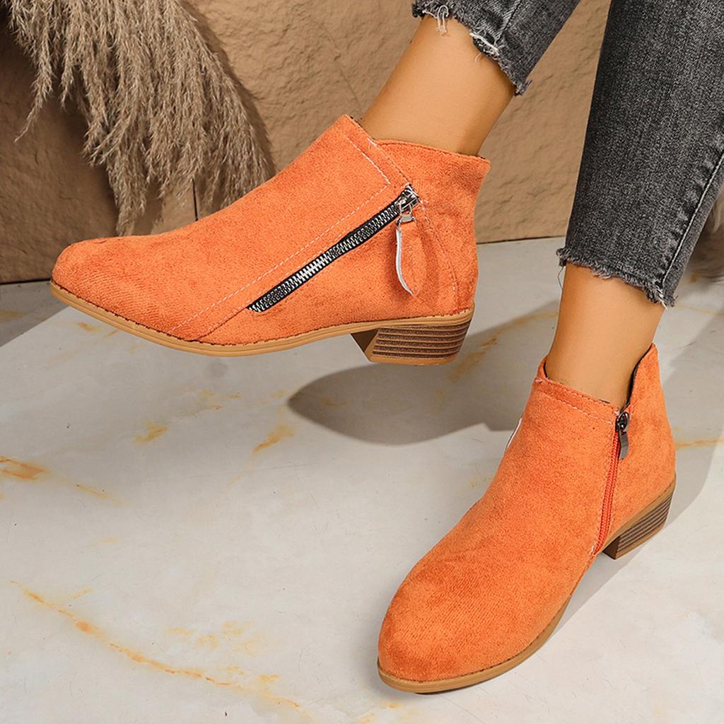 Unabhängige Station Wunsch Außenhandel Damenschuhe neu dicker Absatz große Größe Damenstiefel Wildleder Martin Stiefel niedriger Absatz Seitenreißverschluss kurze Stiefel Damen