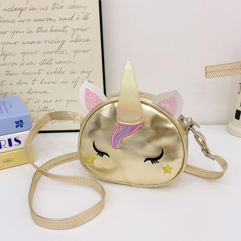 Iridescent Unicorn Cartoon Princess Crossbody Bag for Baby Girls