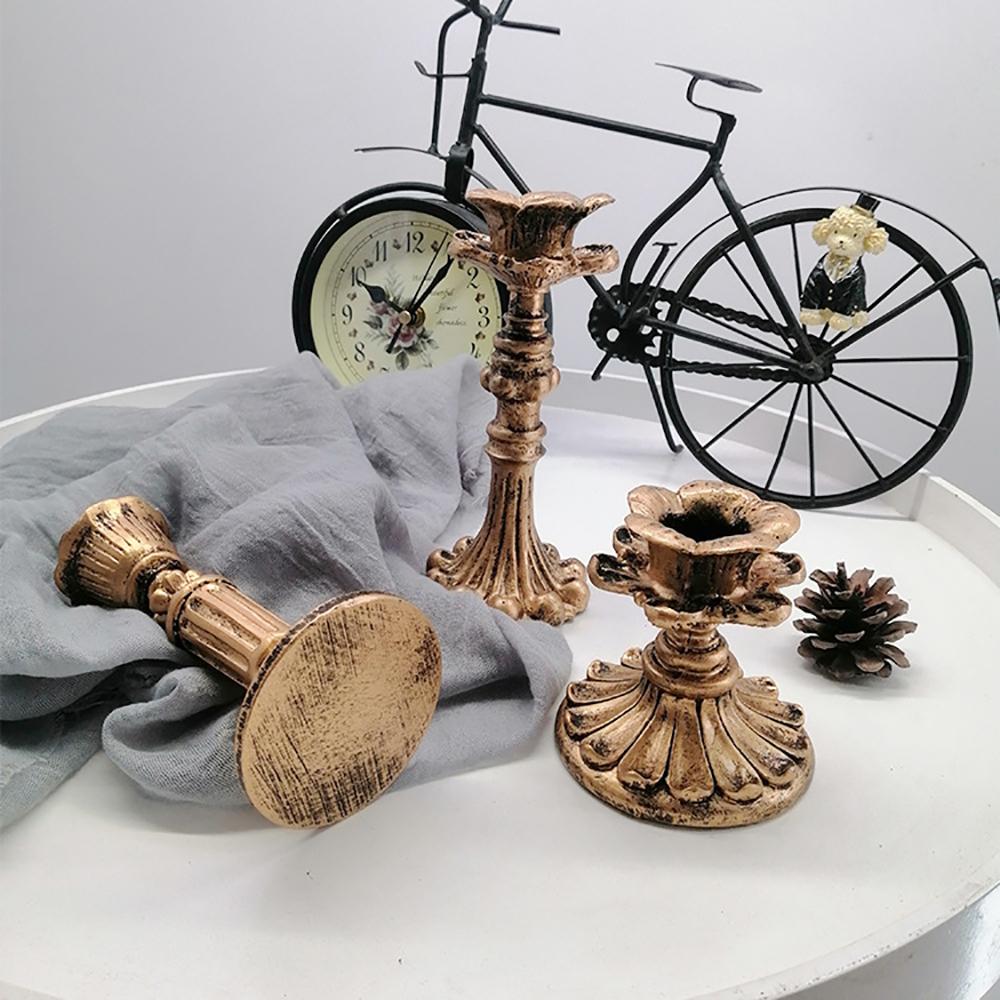 Retro Resin Candle Holder Nostalgic Antique French Candlestick Antirust Candle Stick Table Center Vintage Home Wedding Ornament