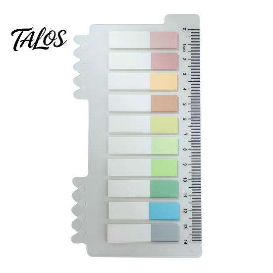 Morandi Color Page Markers Index Sticker Tabs with Built-in Scale Ruler, Transparent Thin Self Adhesive PET Markers, Compact Writable Book Labels for