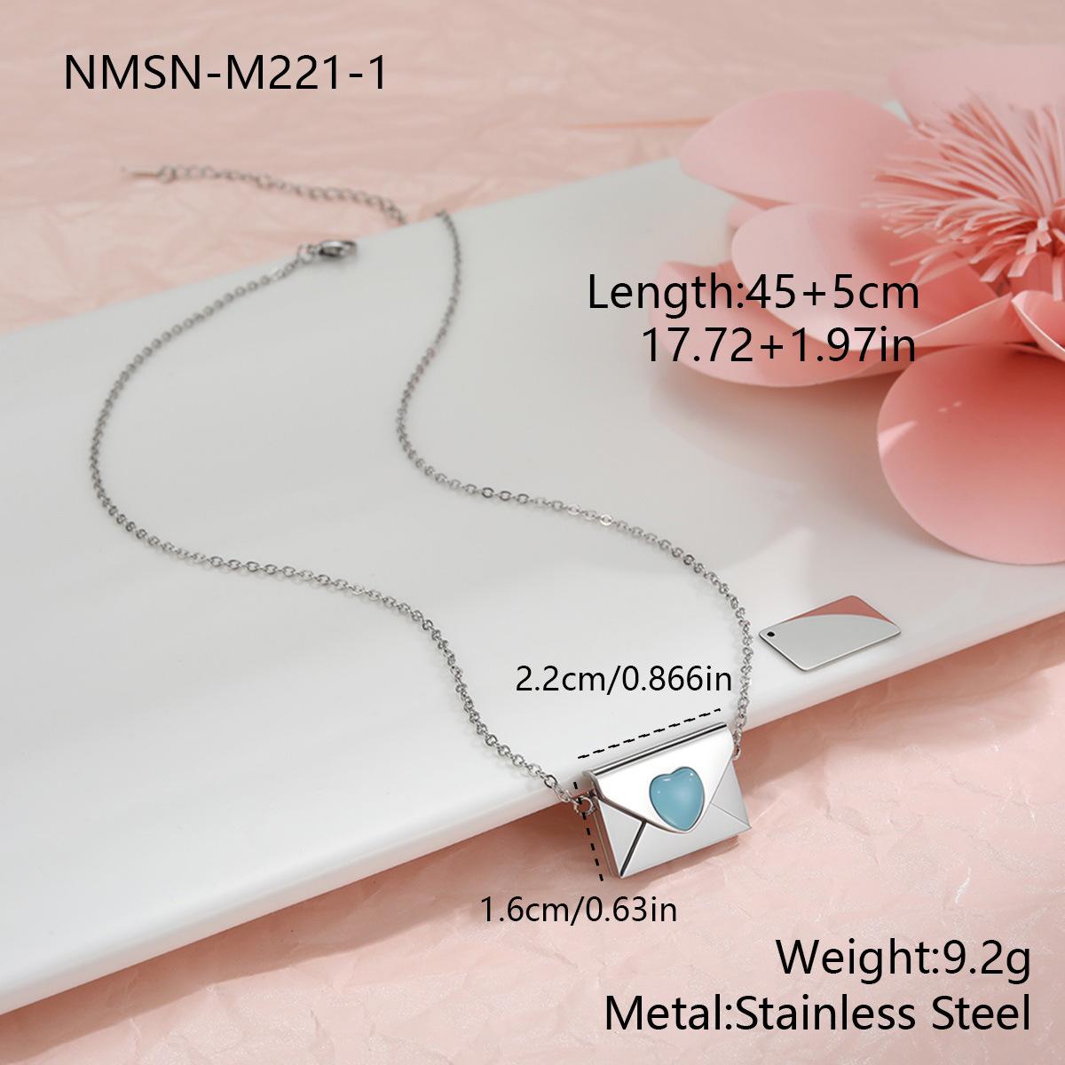 GEMCHIC Women s Heart Envelope Love Letter Stainless Steel Necklace DIY Engraving High Sense Pendant