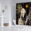 1pc Halloween Skull Print Waterproof Shower  Partition Privacy Hanging Curtain with 12 Hooks Multiple Sizes Machine Washable