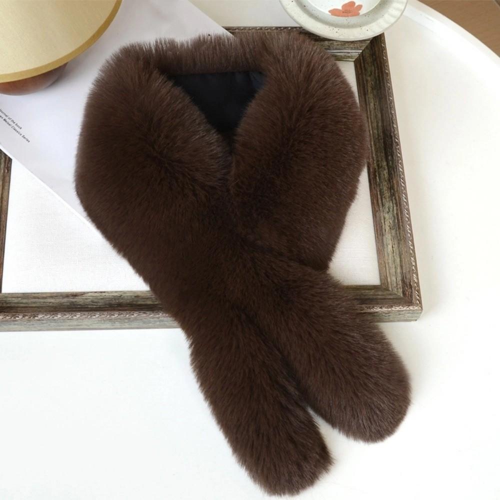 Weicher flauschiger Pelzschal Verdickt einfarbig Warmer Halstuch Imitation Fuchs Fell Kältebeständiger Kragen Schals Nackenschützer