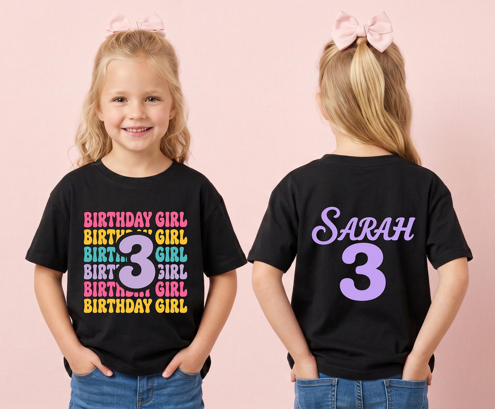 Personalized 3rd Birthday Shirt, Custom Birthday Girl Tee, Third Birthday Outfit, Retro Birthday Party Tee, Cute Birthday Girl Gift 130