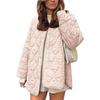 2025 Autumn Winter New European American Style Quilted Simple Solid Color Round Neck Loose Cotton Coat Outerwear