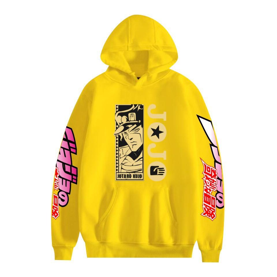 Japanese Anime JOJO Bizarre Adventure Printed Hoodie with A Fluffy Lining Man Sweatshirts Long Sleeve Fashion Female Streetwear