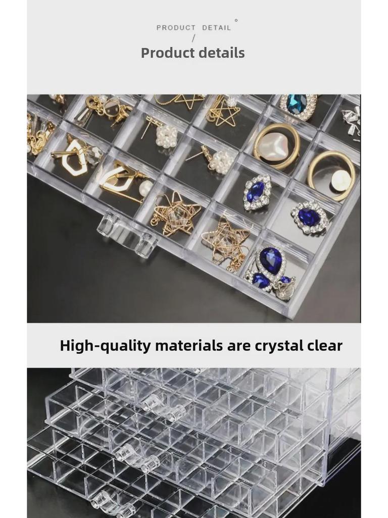 Free Shipping: Large-Capacity Transparent Jewelry Storage Box for Earrings and Necklaces - Dustproof and Drawer-Style
