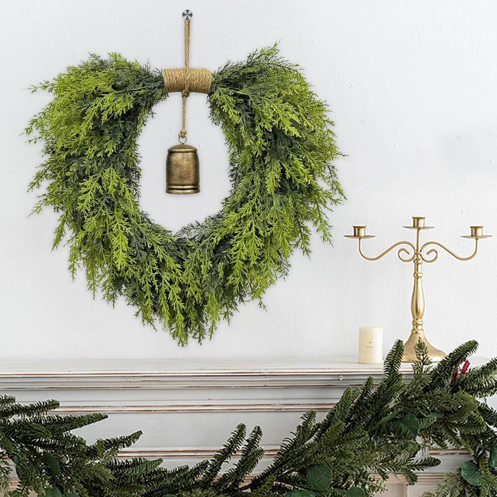Christmas Wreath Artificial Greenery Realistic Wreath Holiday Decoration Festive Ornament Decor For Porch Outdoor Window Walls