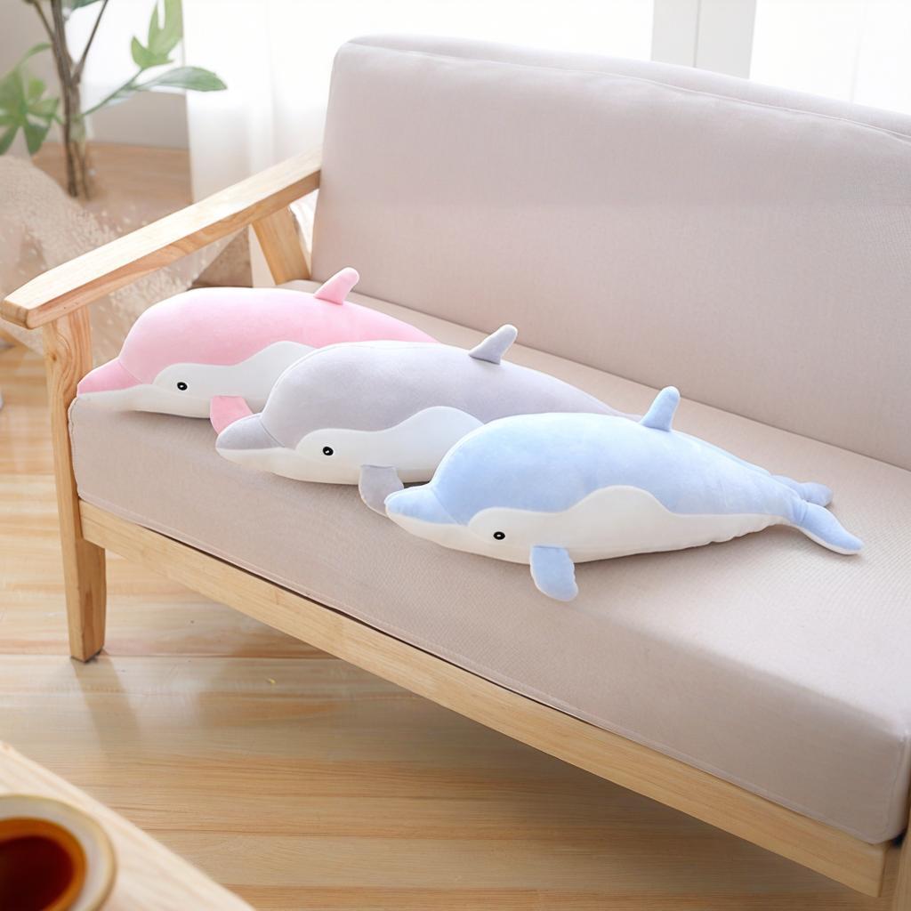 Grey Pink Blue Dolphin Plush Stuffed Animal Soft Doll Cuddle Pillow Sleeping Hug Toy Boy Girl Kid Bedroom Decor Cute Kawaii Gift