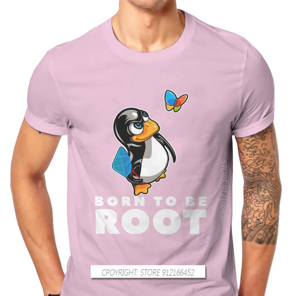 Linux Operating System Tux Penguin Man TShirt Butterfly Killer Illustration Fashion Basic T-Shirt Harajuku Streetwear Hipster