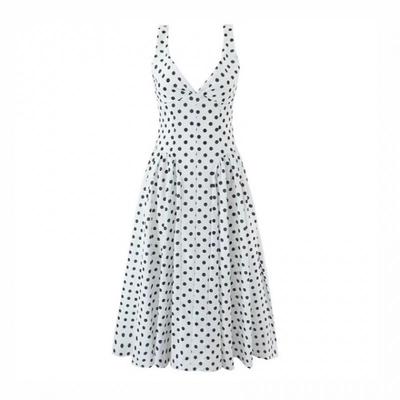 Französische Eleganz V-Ausschnitt Gepunktetes Ärmelloses Kleid - 2026 Seaside Resort Stil