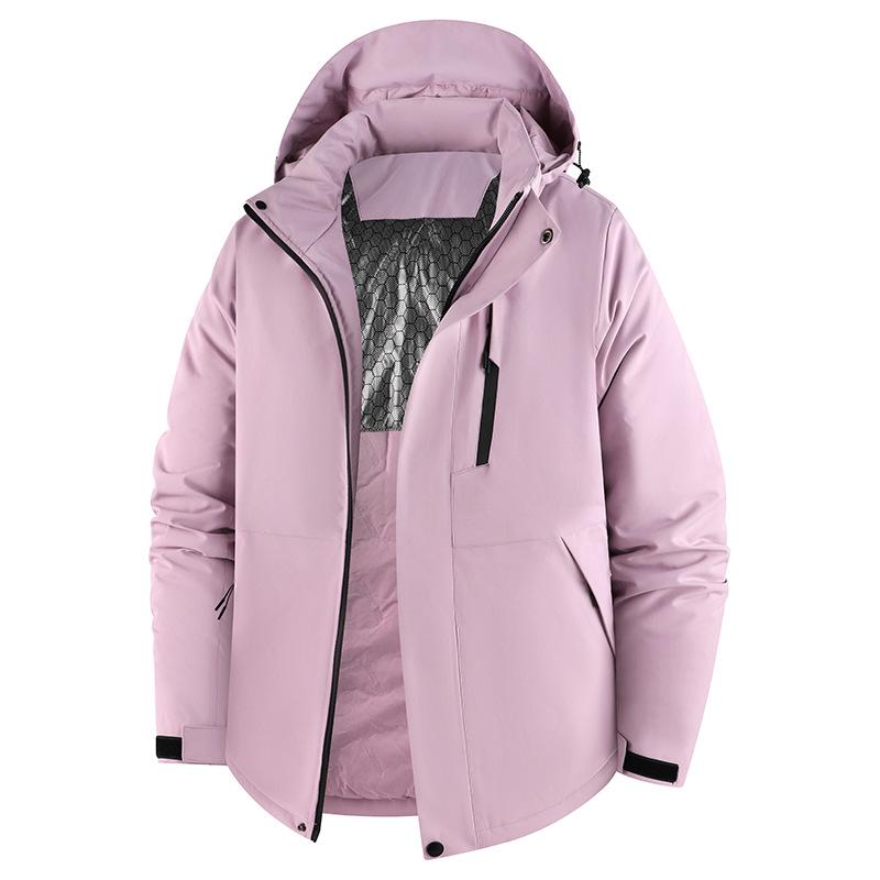 Unisex Outdoor Graphene Jacket: Warm, Waterproof, Windproof, with Detachable Hood for Autumn/Winter Mountaineering Medium