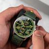 AVI-8 Hawker Typhoon Coningham Chronograph Harding Lederarmband Grünes Zifferblatt Quarz AV-4093-0D Herrenuhr