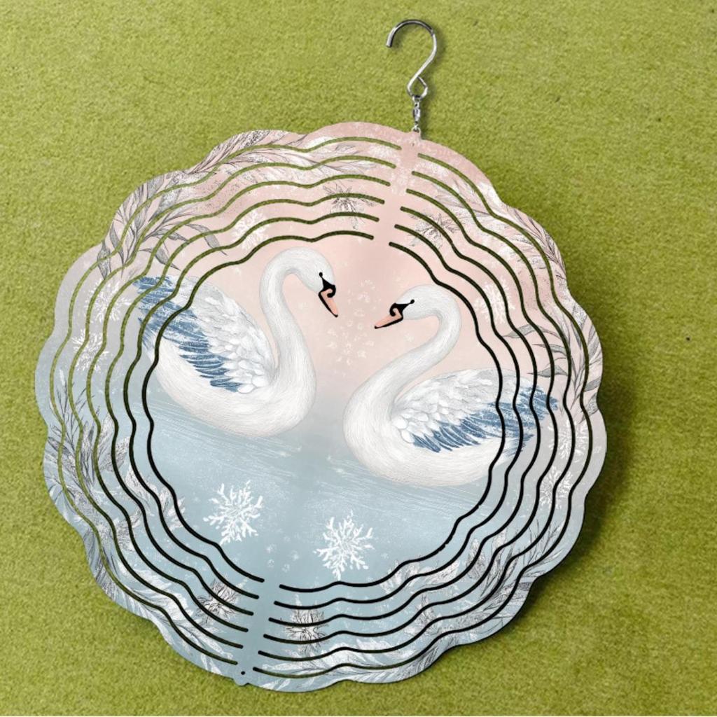 10-calowy dzwonek wietrzny Łabędź z hakiem obracanym o 360 stopni Elegancki wystrój ogrodu na wszystkie pory roku Idealny prezent dla przyjaciół Spokojna ozdoba zewnętrzna