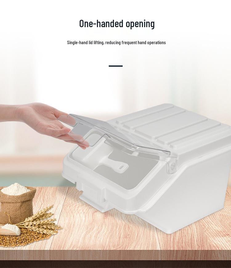 Large Food-Grade Rice Storage Bin, Insect & Moisture-Proof, with Partition, Durable PP Plastic, High Capacity.