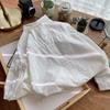 Camisa Simples de Cor Sólida Larga com Lapela Camisa Feminina Moda Casual Elegante Camisa de Mulher para Outono e Primavera