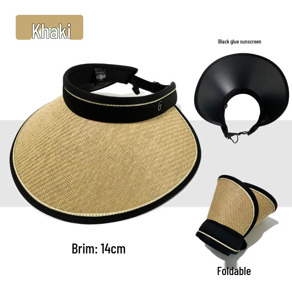 Dámsky skladací letný klobúk so širokou strieškou na ochranu pred UV žiarením s krytom na tvár.