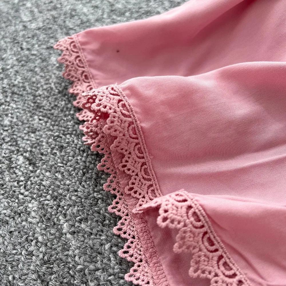Vintage Damkappa Nedvikt Krage Lykta Ärm Klänning Spets Bandage Rosett Slim Fit Stor Sväng Maxi Klänningar Elegant Vestido Femme