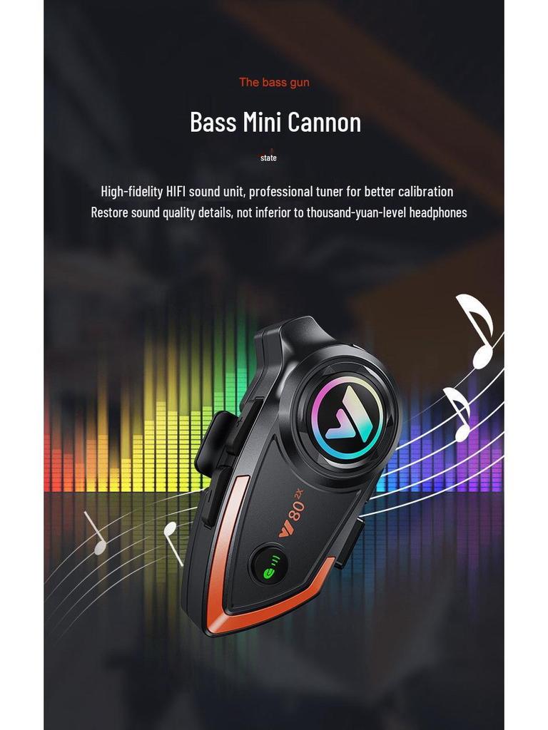 Y802x Bluetooth Motorcycle Helmet Intercom: 800m Range for Two Riders, Compatible with Third-Party Helmets.