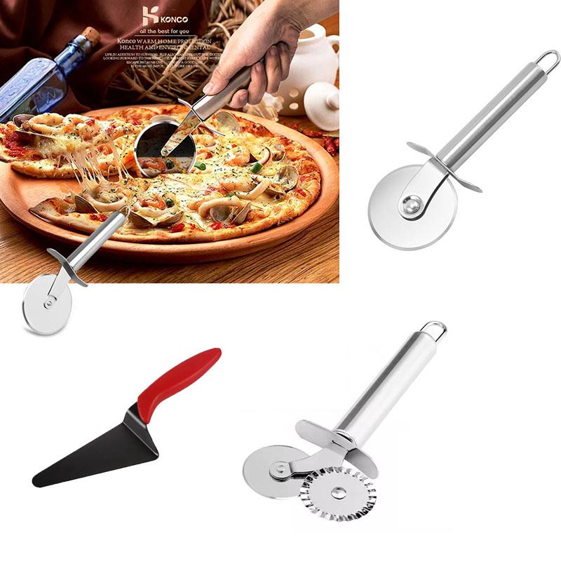 Stainless Steel Pizza Cutter Wheel and Cake Server Set Non-Stick Baking Tools for Pizza Pastry Cake Slicing Kitchen Accessories