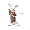 Easter Bunny Figurine Standing Rabbit Statue Animal Desktop Ornament Woven Sculpture for Bedroom,