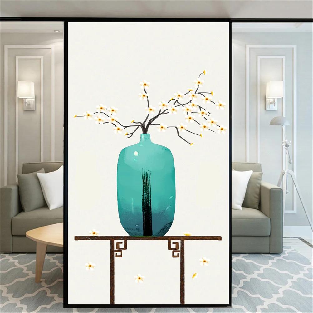 

No Glue Privacy Windows Film Decorative Vase Stained Glass Window Stickers Static Cling Window Cling Window Tint (as the picture,40x60cm WxH)