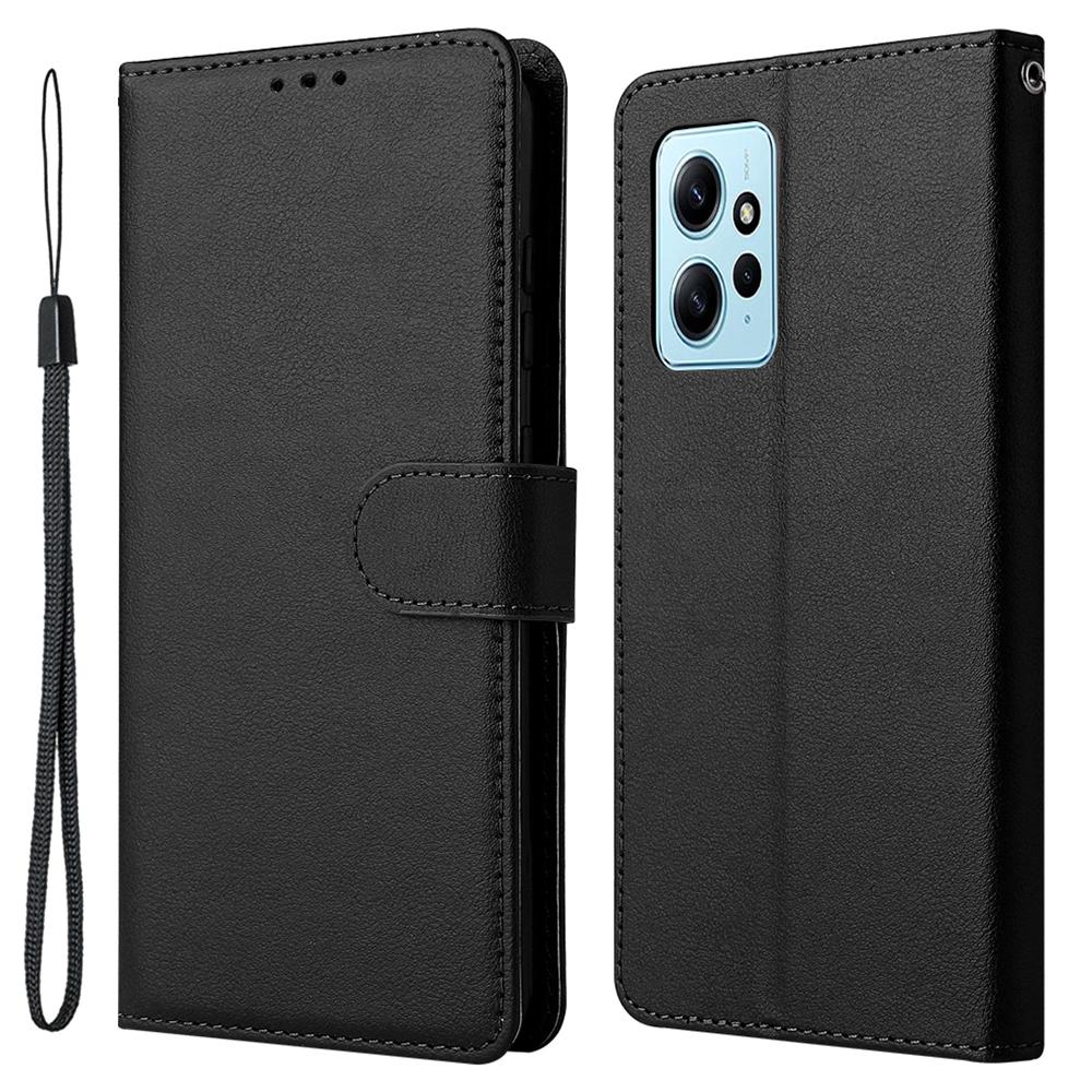 

Для Xiaomi Redmi Note 12 4G Чехол с полной защитой Дизайн-книжка из ПУ кожи Чехол для телефона Black